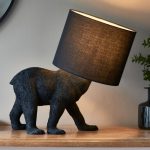 ENDON Barack Bear 1lt Table Matt black & black fabric 10W LED E27 - ED-106787