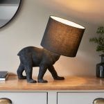 ENDON Barack Bear 1lt Table Matt black & black fabric 10W LED E27 - ED-106787