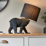 ENDON Barack Bear 1lt Table Matt black & black fabric 10W LED E27 - ED-106787