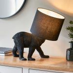 ENDON Barack Bear 1lt Table Matt black & black fabric 10W LED E27 - ED-106787
