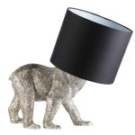 ENDON Barack Bear 1lt Table Vintage silver paint & black fabric 10W LED E27 - ED-106788