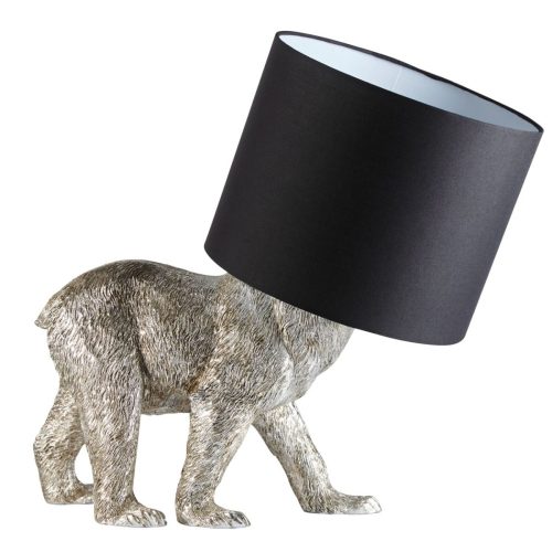 ENDON Barack Bear 1lt Table Vintage silver paint & black fabric 10W LED E27 - ED-106788
