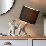 ENDON Barack Bear 1lt Table Vintage silver paint & black fabric 10W LED E27 - ED-106788