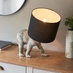 ENDON Barack Bear 1lt Table Vintage silver paint & black fabric 10W LED E27 - ED-106788