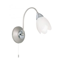   ENDON Petal 1lt Wall Satin chrome plate & opal glass 40W E14 golf - ED-124-1