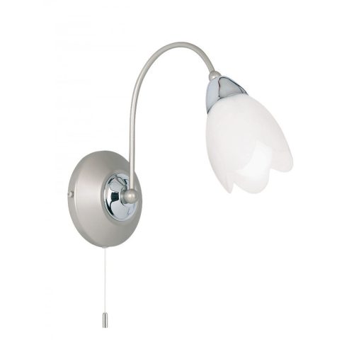 ENDON Petal 1lt Wall Satin chrome plate & opal glass 40W E14 golf - ED-124-1