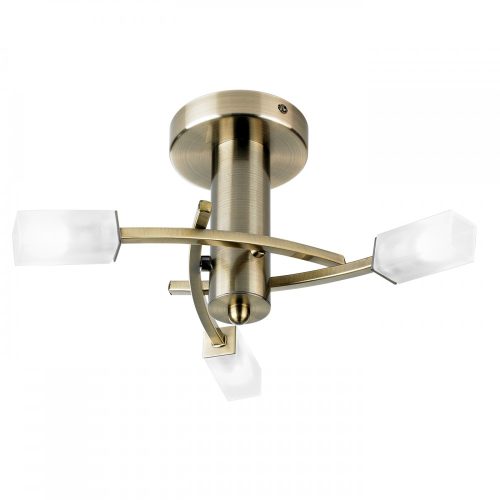 ENDON Havana 3lt Semi flush Antique brass plate & frosted glass 3 x 3W LED G9 - ED-146-3AB