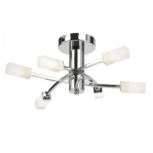 ENDON Havana 6lt Semi flush Chrome plate & frosted glass 6 x 3W LED G9 - ED-146-6CH