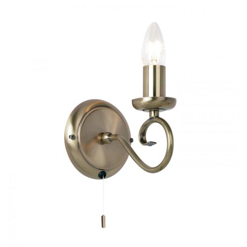 ENDON Trafford 1lt Wall Antique brass plate 6W LED E14 - ED-180-1AN