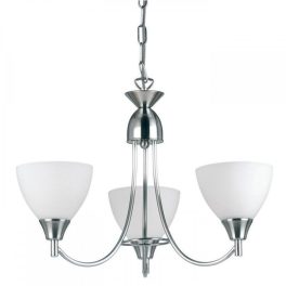   ENDON Alton 3lt Pendant Satin chrome plate & opal glass 3 x 60W E14 golf - ED-1805-3SC