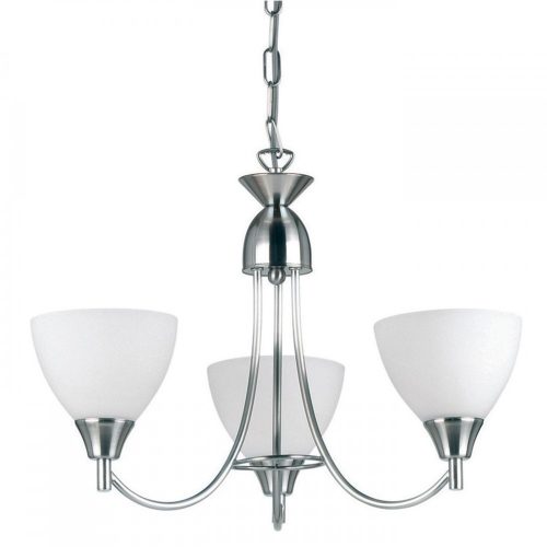 ENDON Alton 3lt Pendant Satin chrome plate & opal glass 3 x 60W E14 golf - ED-1805-3SC
