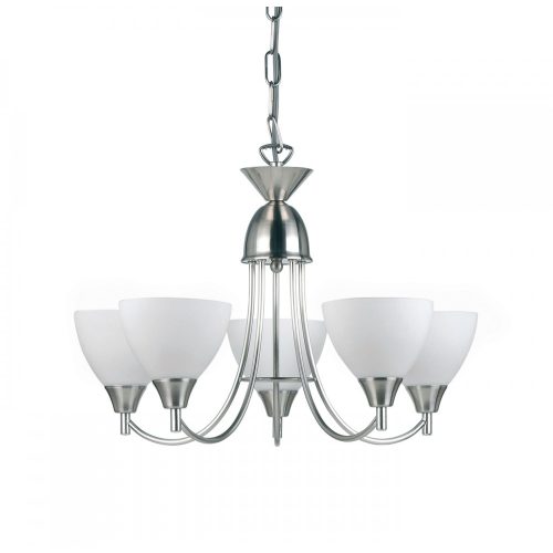ENDON Alton 5lt Pendant Satin chrome plate & opal glass 5 x 60W E14 golf - ED-1805-5SC