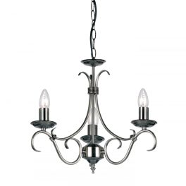   ENDON Bernice 3lt Pendant Antique silver effect plate 3 x 60W E14 candle - ED-2030-3AS