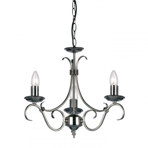 ENDON Bernice 3lt Pendant Antique silver effect plate 3 x 60W E14 candle - ED-2030-3AS