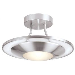   ENDON Firenz 1lt Flush Satin chrome plate & clear/frosted glass 120W R7s tungsten (118mm) - ED-387-30SC