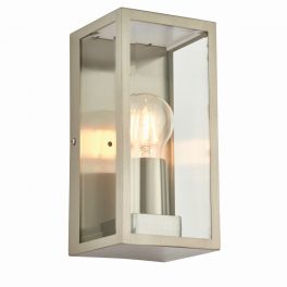   ENDON Oxford 1lt Wall Brushed stainless steel & clear glass 28W E27 Eco GLS - ED-53803