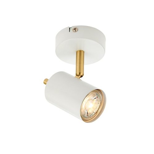 ENDON Gull 1lt Spot Matt white paint & satin brass plate 7W LED GU10 - ED-59931
