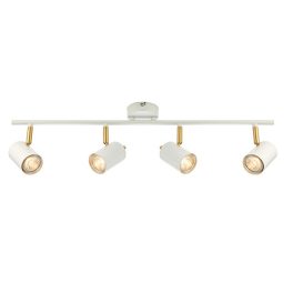   ENDON Gull 4lt Spot Matt white paint & satin brass plate 4 x 7W LED GU10 - ED-59933