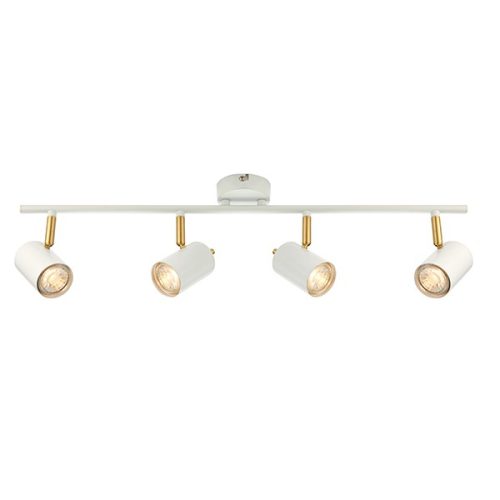 ENDON Gull 4lt Spot Matt white paint & satin brass plate 4 x 7W LED GU10 - ED-59933