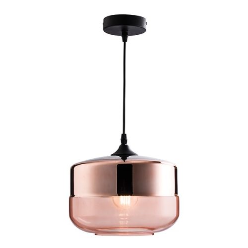 ENDON Willis 1lt Pendant Tinted cognac & copper glass 10W LED E27 - ED-60182