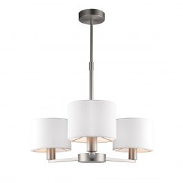   ENDON Daley 3lt Pendant Matt nickel plate & vintage white fabric 3 x 40W E14 candle - ED-60256