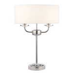 ENDON Nixon 2lt Table Bright nickel plate & vintage white fabric 2 x 40W E14 candle - ED-60804