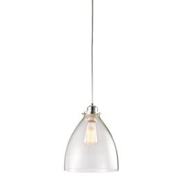   ENDON Elstow 1lt Pendant easyfit Clear glass & chrome plate 60W E27 or B22 GLS - ED-60874