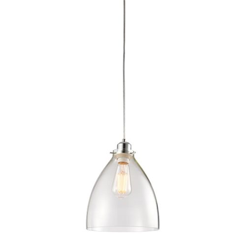 ENDON Elstow 1lt Pendant easyfit Clear glass & chrome plate 60W E27 or B22 GLS - ED-60874