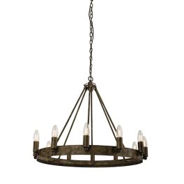   ENDON Chevalier 12lt Pendant Aged metal paint 12 x 60W E14 candle - ED-61026