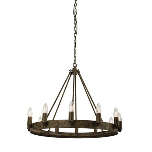ENDON Chevalier 12lt Pendant Aged metal paint 12 x 60W E14 candle - ED-61026