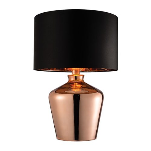 ENDON Waldorf 1lt Table Copper glass & black fabric 60W E27 GLS - ED-61149