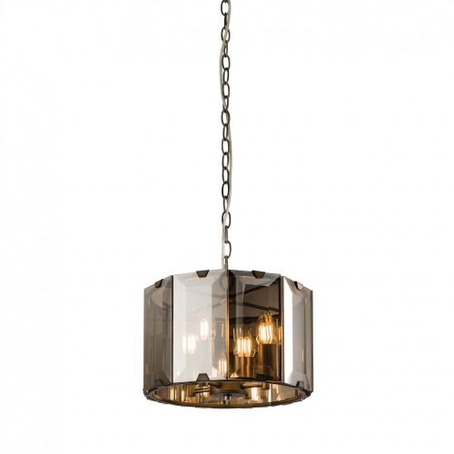 ENDON Clooney 4lt Pendant Slate grey & smoked cut glass 4 x 40W E14 candle - ED-61281