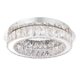   ENDON Swayze 1lt Flush Chrome plate & clear faceted acrylic 15.98W LED (SMD 5730) Warm White - ED-61340