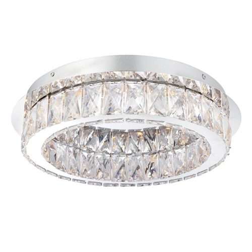 ENDON Swayze 1lt Flush Chrome plate & clear faceted acrylic 15.98W LED (SMD 5730) Warm White - ED-61340