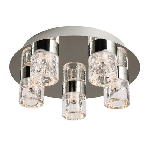 ENDON Imperial 5lt Flush Chrome plate & clear bubble glass 5 x 4W LED (SMD 2835) Warm White - ED-61358