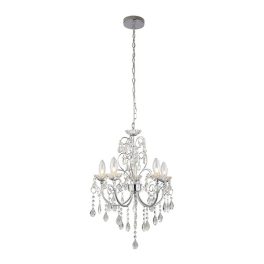   ENDON Tabitha 5lt Pendant Chrome plate & clear crystal 5 x 18W G9 clear capsule - ED-61384