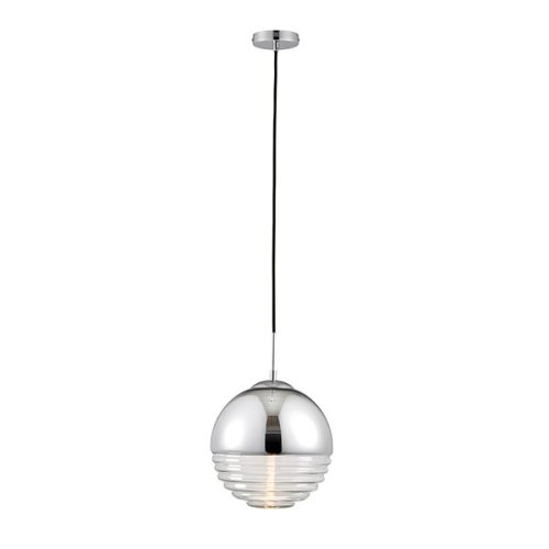 ENDON Paloma 1lt Pendant Chrome plate & clear ribbed glass 7W LED E14 - ED-68959