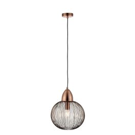   ENDON Nicola 1lt Pendant Antique copper plate 10W LED E27 - ED-68987