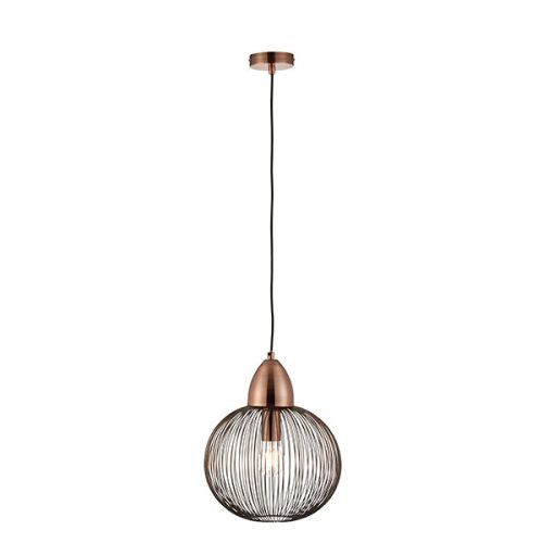 ENDON Nicola 1lt Pendant Antique copper plate 10W LED E27 - ED-68987