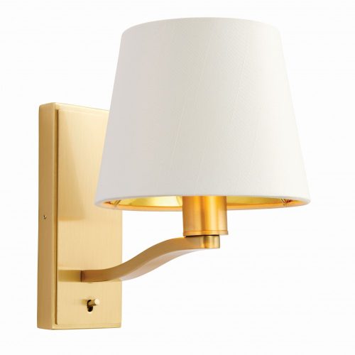 ENDON Harvey 1lt Wall Brushed satin gold finish & vintage white fabric 40W E14 golf - ED-69083