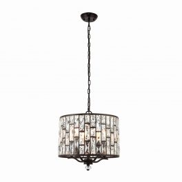   ENDON Belle 5lt Pendant Dark bronze paint & clear crystal 5 x 40W E14 candle - ED-69390