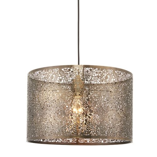ENDON Secret garden 1lt Pendant easyfit Antique brass plate 10W LED E27 or B22 - ED-70104