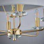 ENDON Nixon 6lt Pendant Brass plate & vintage white fabric 6 x 40W E14 candle - ED-70561