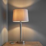 ENDON Syon 1lt Table Bright nickel plate & mink fabric 40W E14 candle - ED-72175