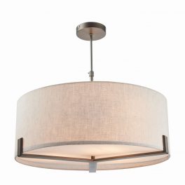   ENDON Hayfield 3lt Pendant Brushed bronze finish & natural linen 3 x 40W E27 GLS - ED-72635