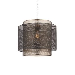   ENDON Plexus 1lt Pendant easyfit Matt black & antique brass plate 10W LED E27 or B22 - ED-72829
