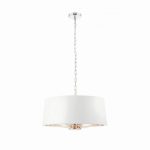 ENDON Harvey 3lt Pendant Bright nickel plate & vintage white fabric 3 x 40W E14 candle - ED-73021