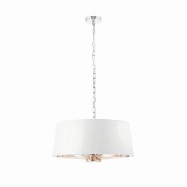   ENDON Harvey 3lt Pendant Bright nickel plate & vintage white fabric 3 x 40W E14 candle - ED-73021