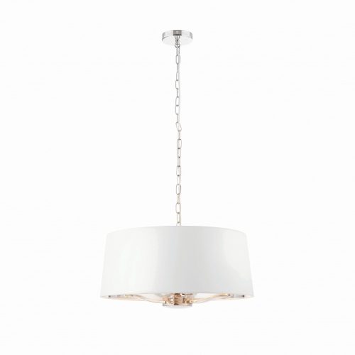 ENDON Harvey 3lt Pendant Bright nickel plate & vintage white fabric 3 x 40W E14 candle - ED-73021