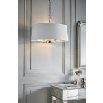 ENDON Harvey 3lt Pendant Bright nickel plate & vintage white fabric 3 x 40W E14 candle - ED-73021
